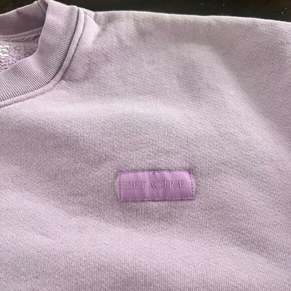 Set Active Two Piece Lounge Set Sweats Comfort Heavy Cotton Lavender Logo M READ - Picture 4 of 12